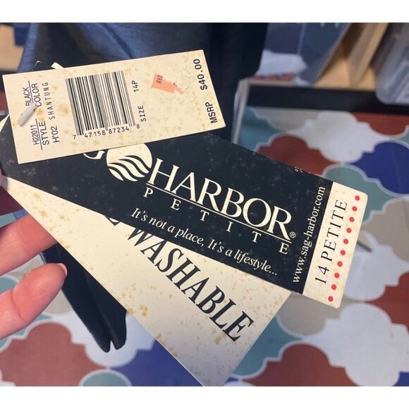 Sag Harbor NWT Charcoal Long Sleeve Button Up Embroidered Blouse SZ 14 Petite - Picture 8 of 8